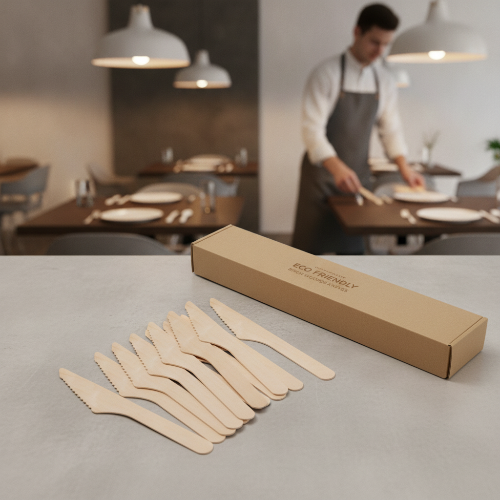 Birch Wooden Disposable Knives 165mm for Eco-Friendly Dining (Pack of 100)