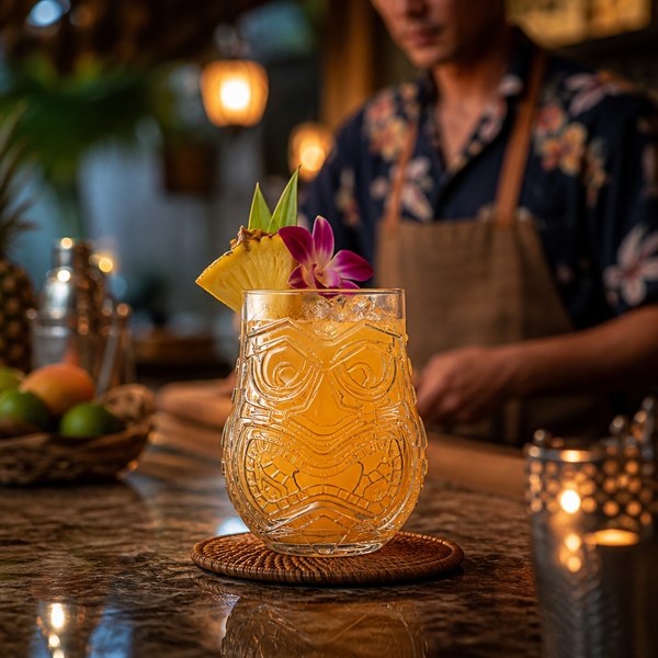Soda-Lime Glass Tiki Two-Face Tumblers 470ml, Glass, pack of 6