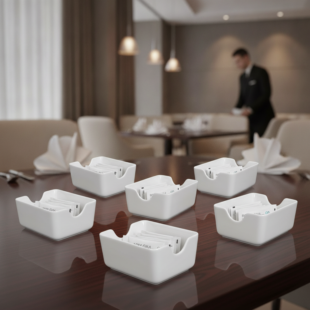 Fine China Sugar Sachet Holders 1.35kg for Elegant Table Settings (Pack of 6)