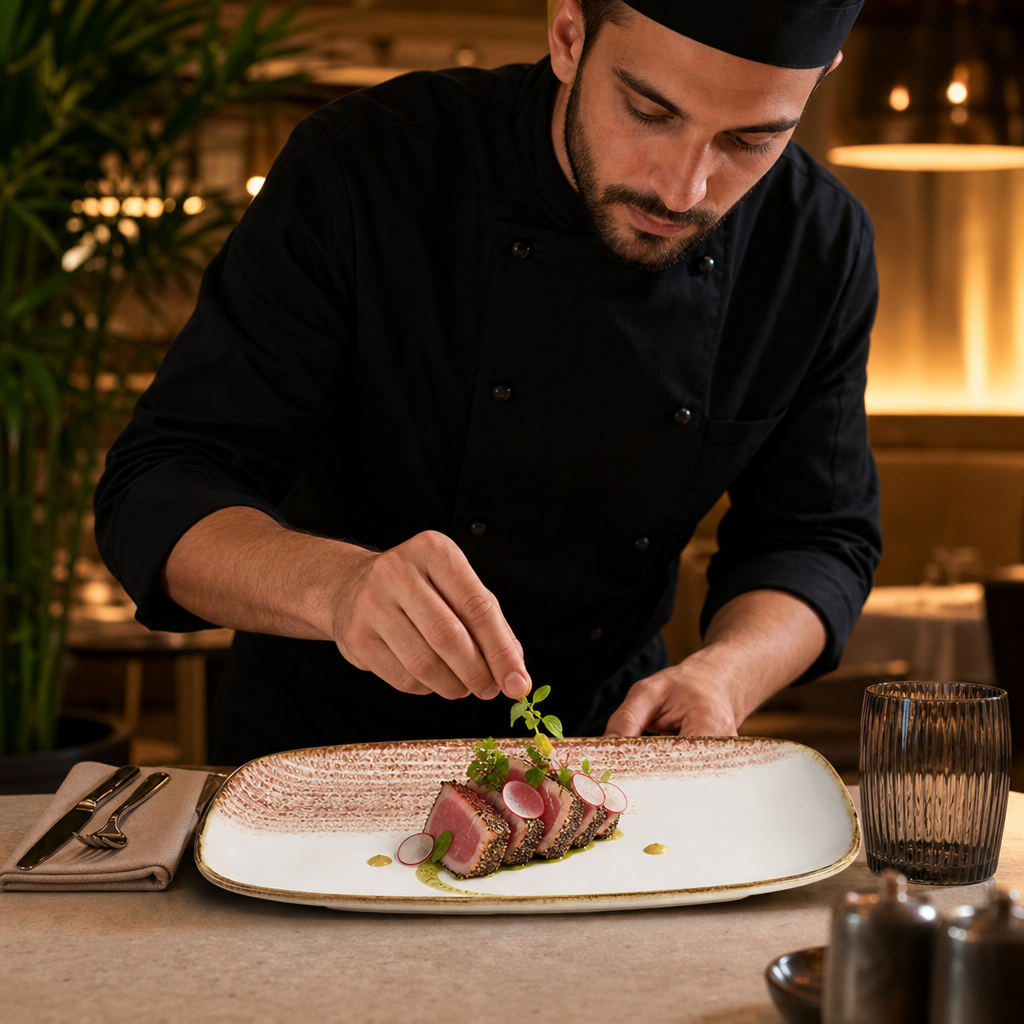 Oblong Plates Finest Vitrified Coral Ceramic for Elegant Dining