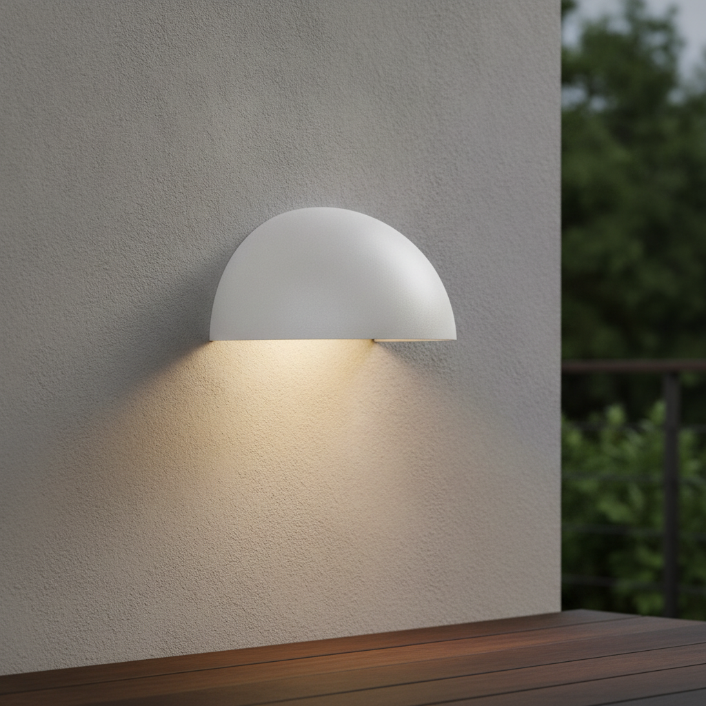 Metal Outdoor Wall Light in White for Sheltered Areas