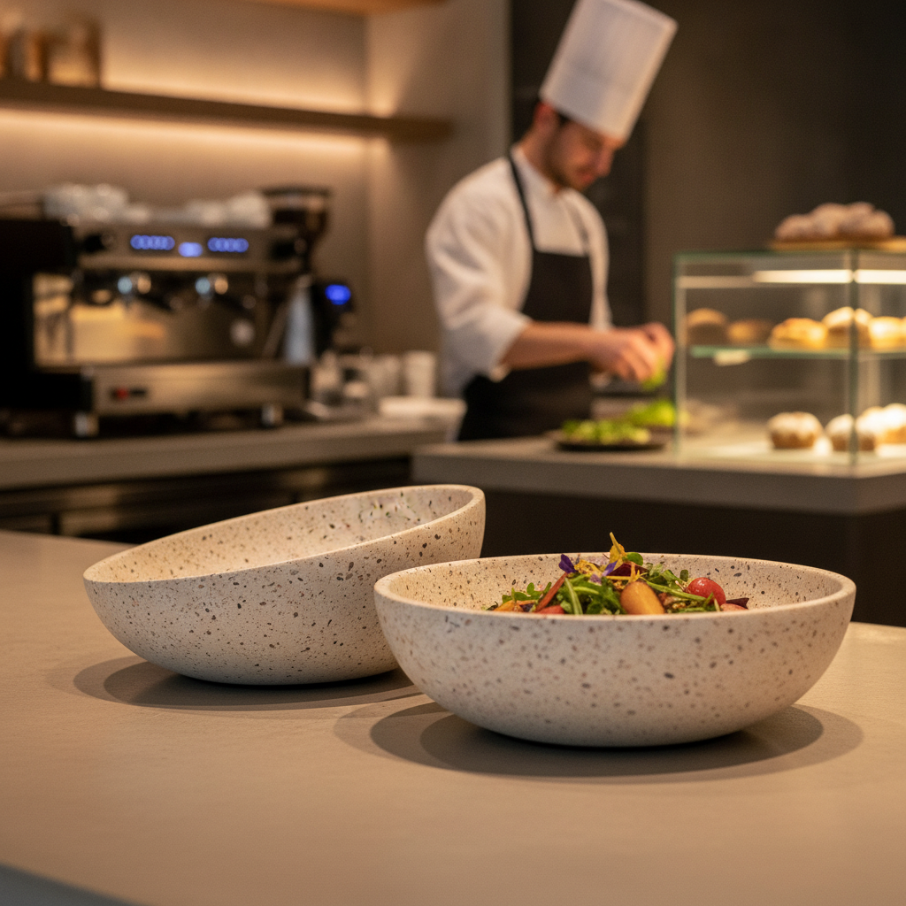 Stone Terrazzo Bowl 295mm for Stylish Food Displays