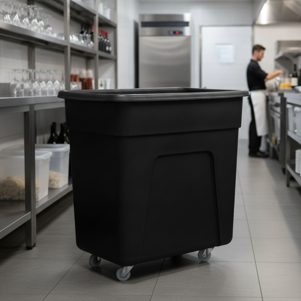 Polyethylene Black Bottle Trolley 125L for Waste Management