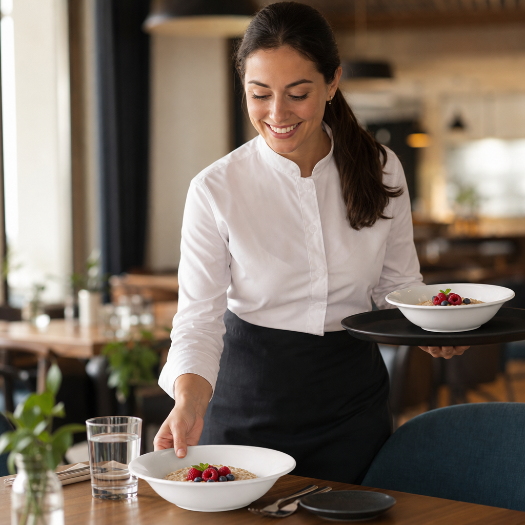 Oatmeal Bowls 150mm Porcelain for Catering Environments (Pack of 24)