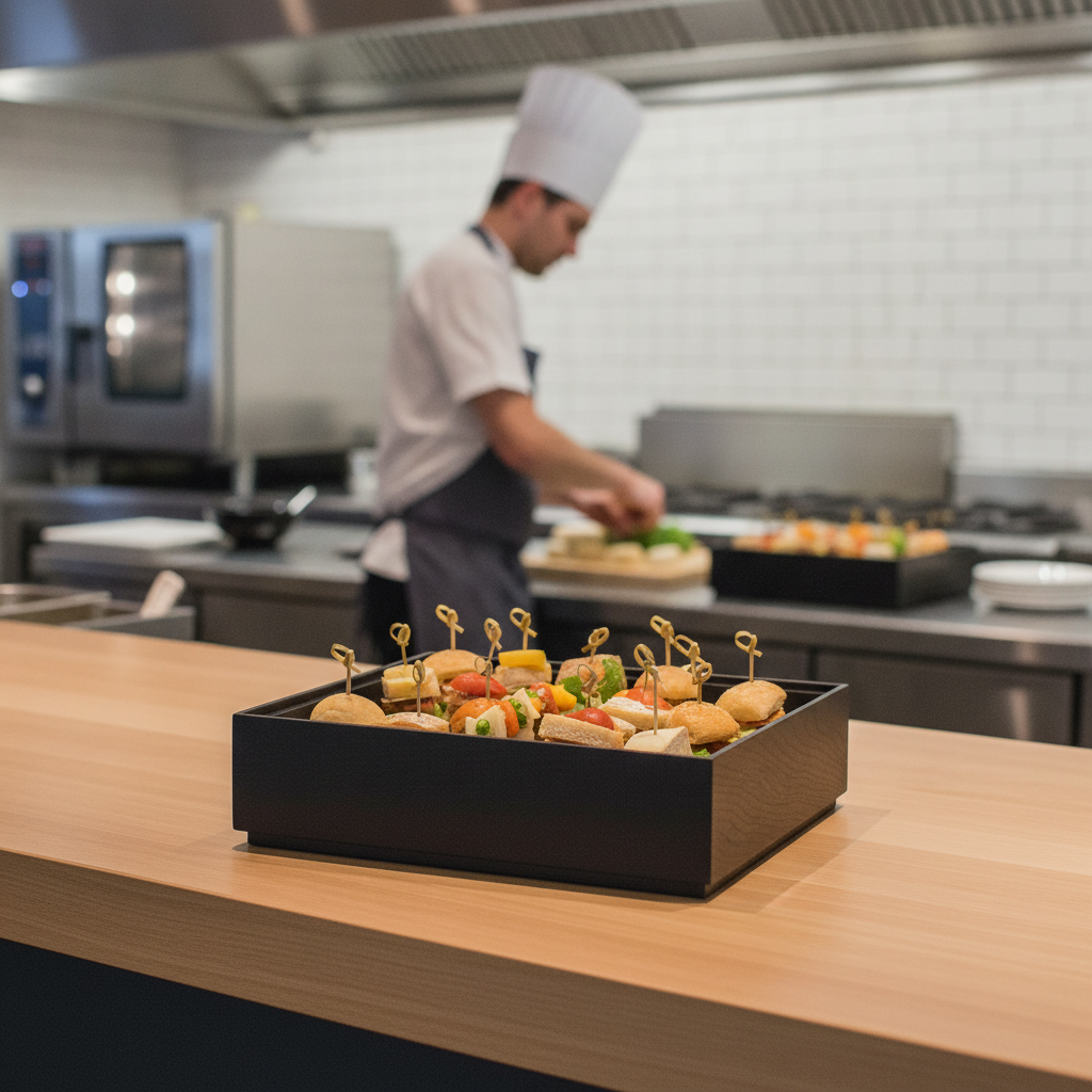 Black Oak Wooden Box GN 1/2 for Catering Presentations