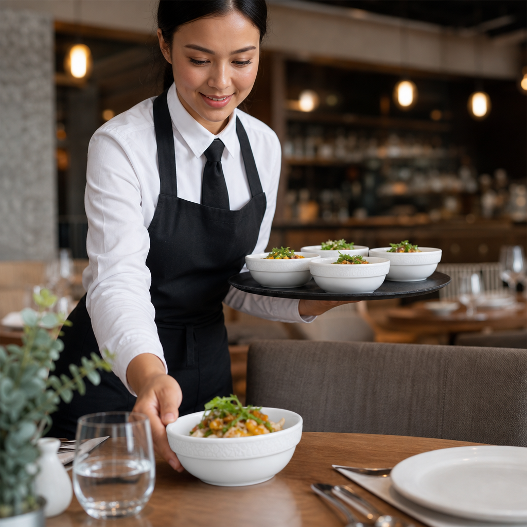 Stacking Bowls 280ml Ceramic for Dining & Catering (Pack of 6)