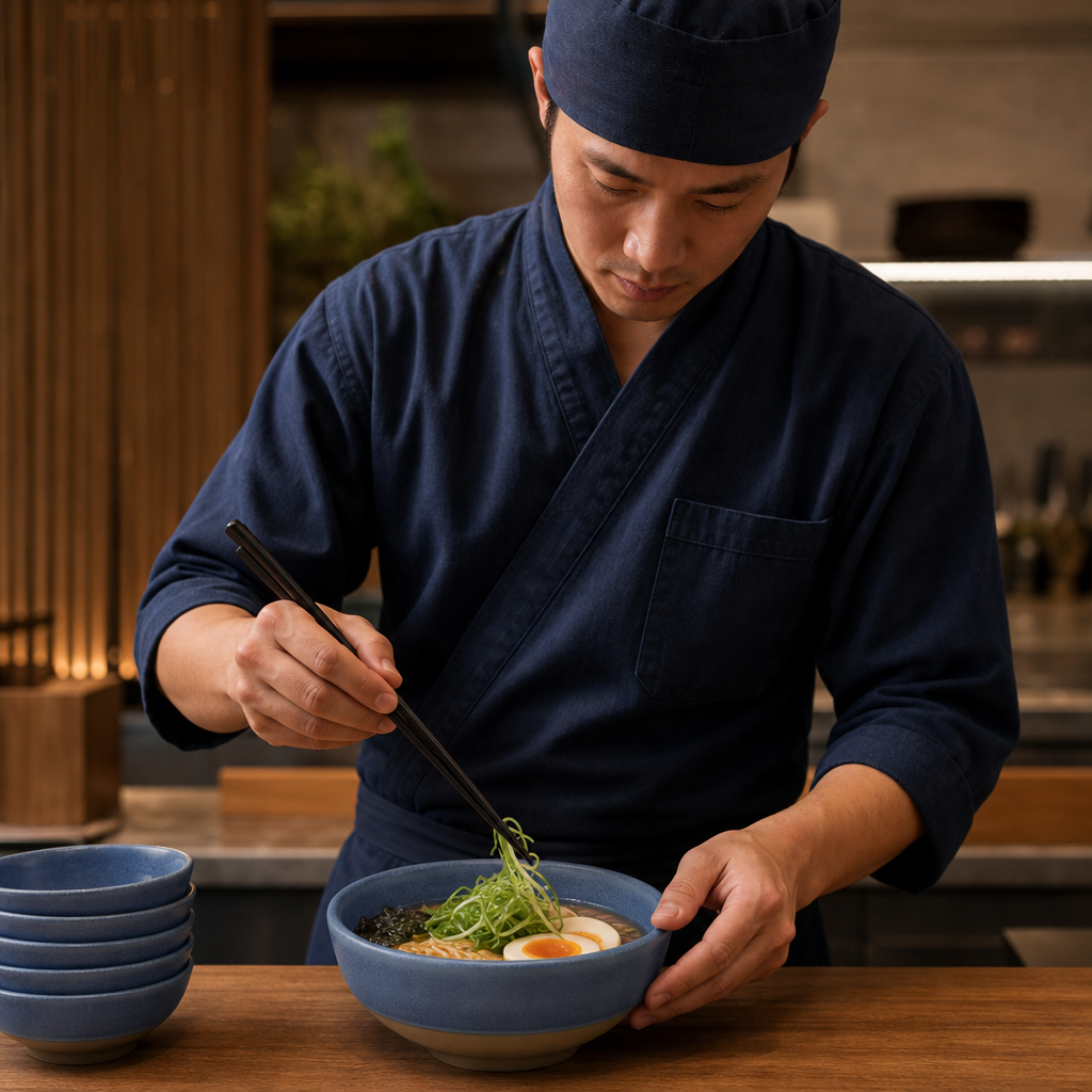 Ramen Bowls 270ml Blue Vitrified Stoneware for Dining (Pack of 6)