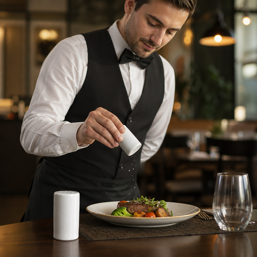 Porcelain Salt Shakers 80mm for Restaurants & Cafés (Pack of 12)