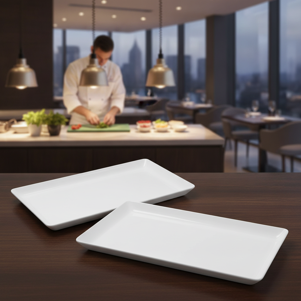 Melamine Rectangular Tray 530x325mm for Food Presentation (Pack of 2)