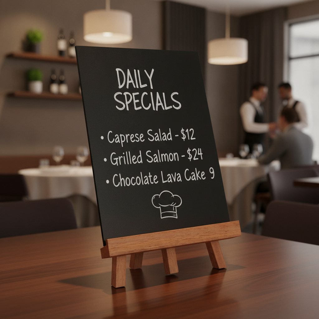 Wood & Plastic Tabletop Easel for Menus and Messages