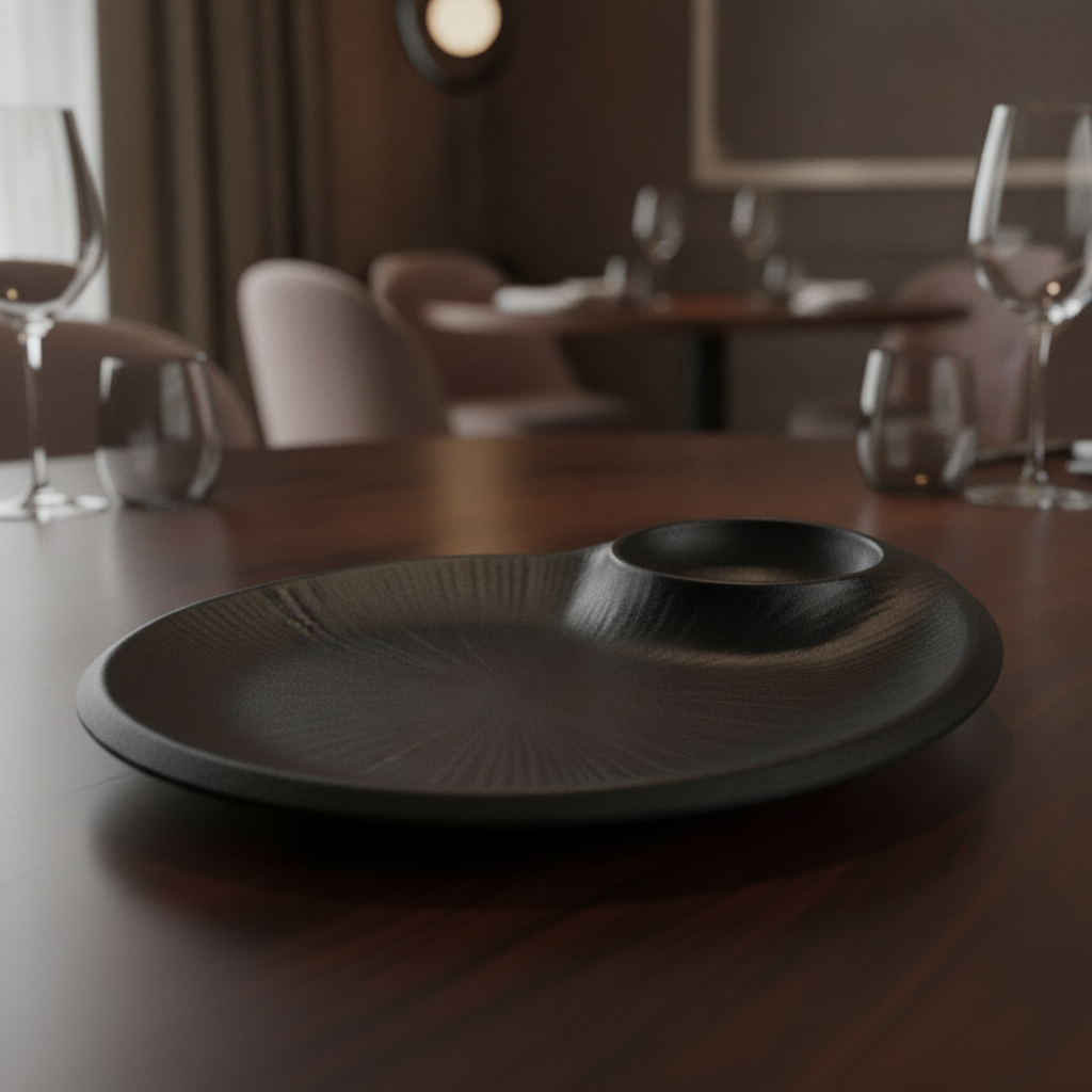Melamine Black Plate 300x25mm for Stylish Dining