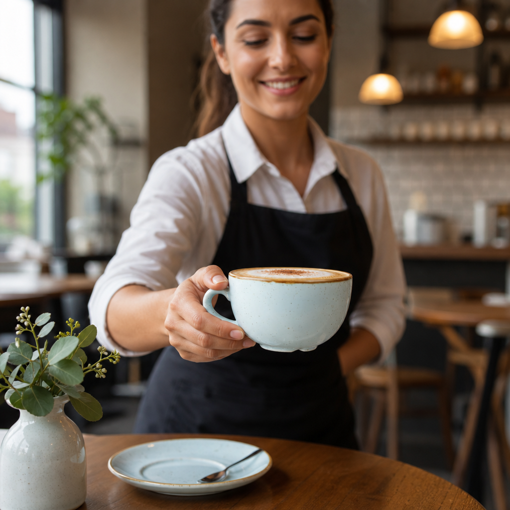 Duck Egg Blue Cappuccino Cups 12oz Super Vitrified Ceramic for Cafés (Pack of 12)