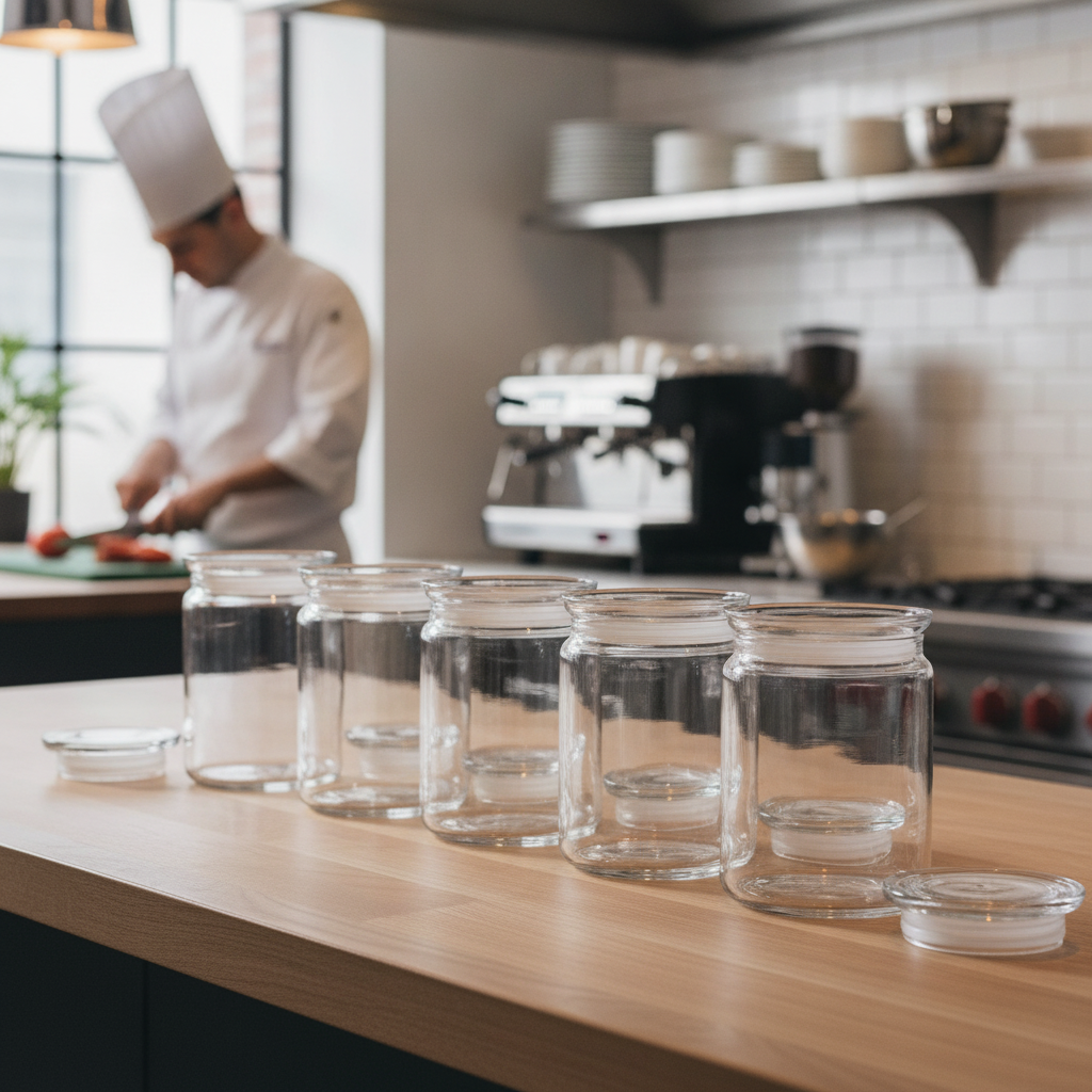Glass Storage Jars 1L for Modern Kitchens (Pack of 6)