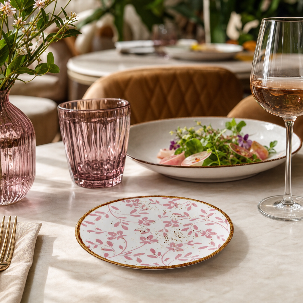 Coupe Plates 153mm Pink Vitrified Ceramic for Stylish Table Settings (Pack of 12)