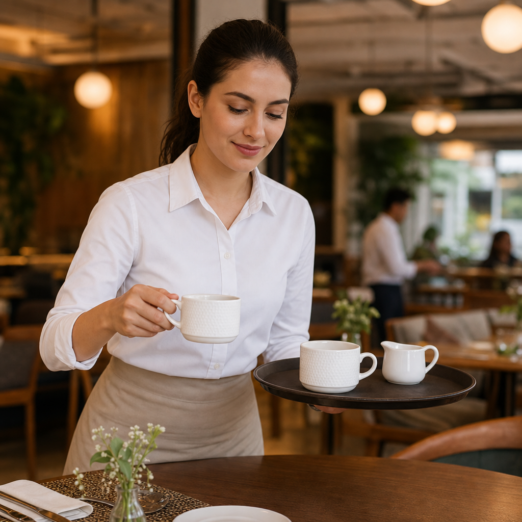 Stackable Cups 220ml White Vitrified Ceramic for Cafés (Pack of 12)