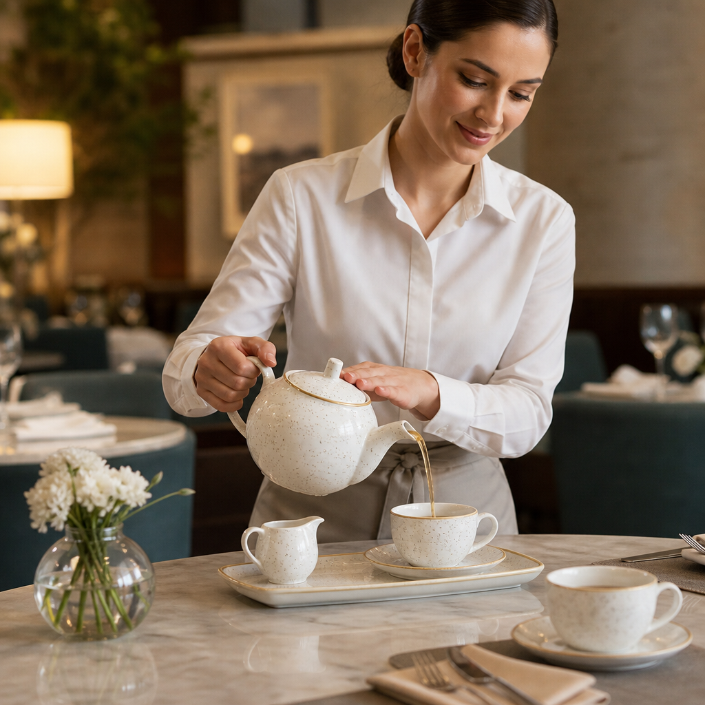 Super Vitrified Ceramic Beverage Pot 852ml for Tea Service (Pack of 4)