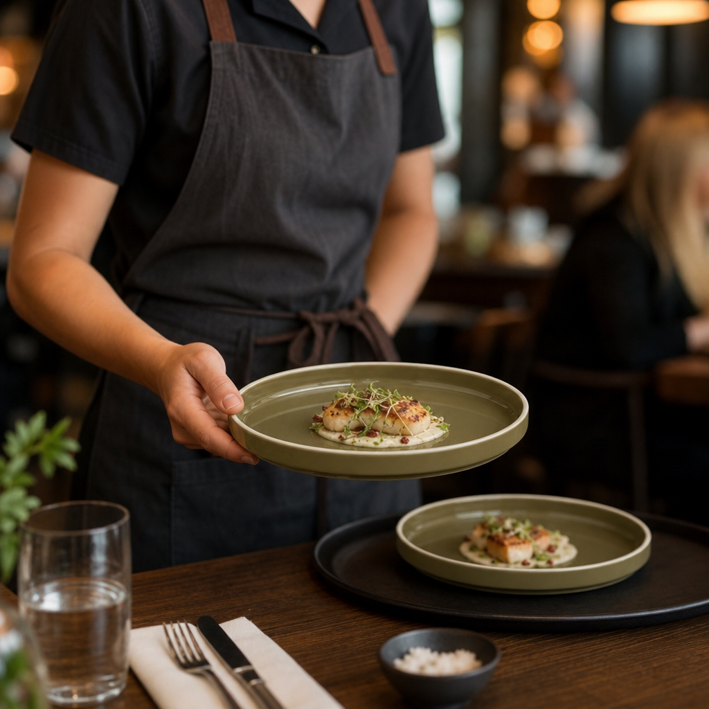 Round Olive Green Stacking Trays 165mm for Casual Dining - Pack of 12