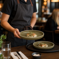 Round Olive Green Stacking Trays 165mm for Casual Dining - Pack of 12
