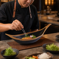 Leaf-Shaped Bowl 305mm Brown Melamine for Food Presentation
