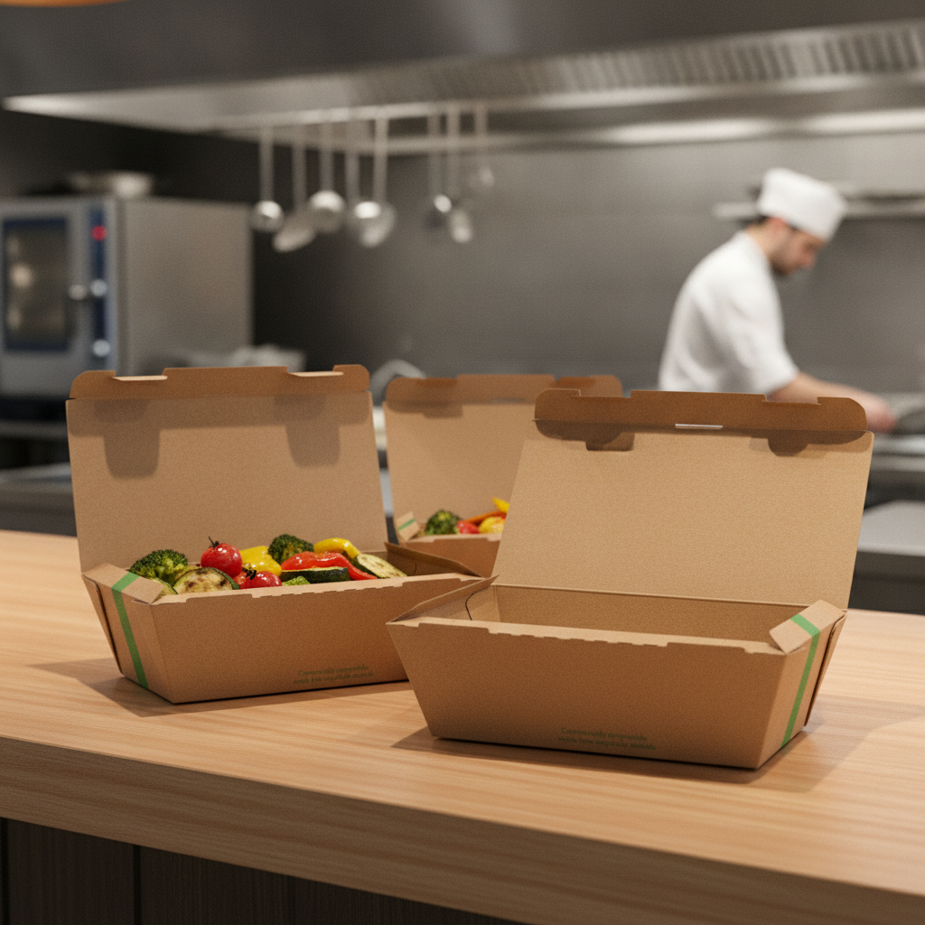 Paperboard Compostable Takeaway Box 8x5" for Food Service (Pack of 250)