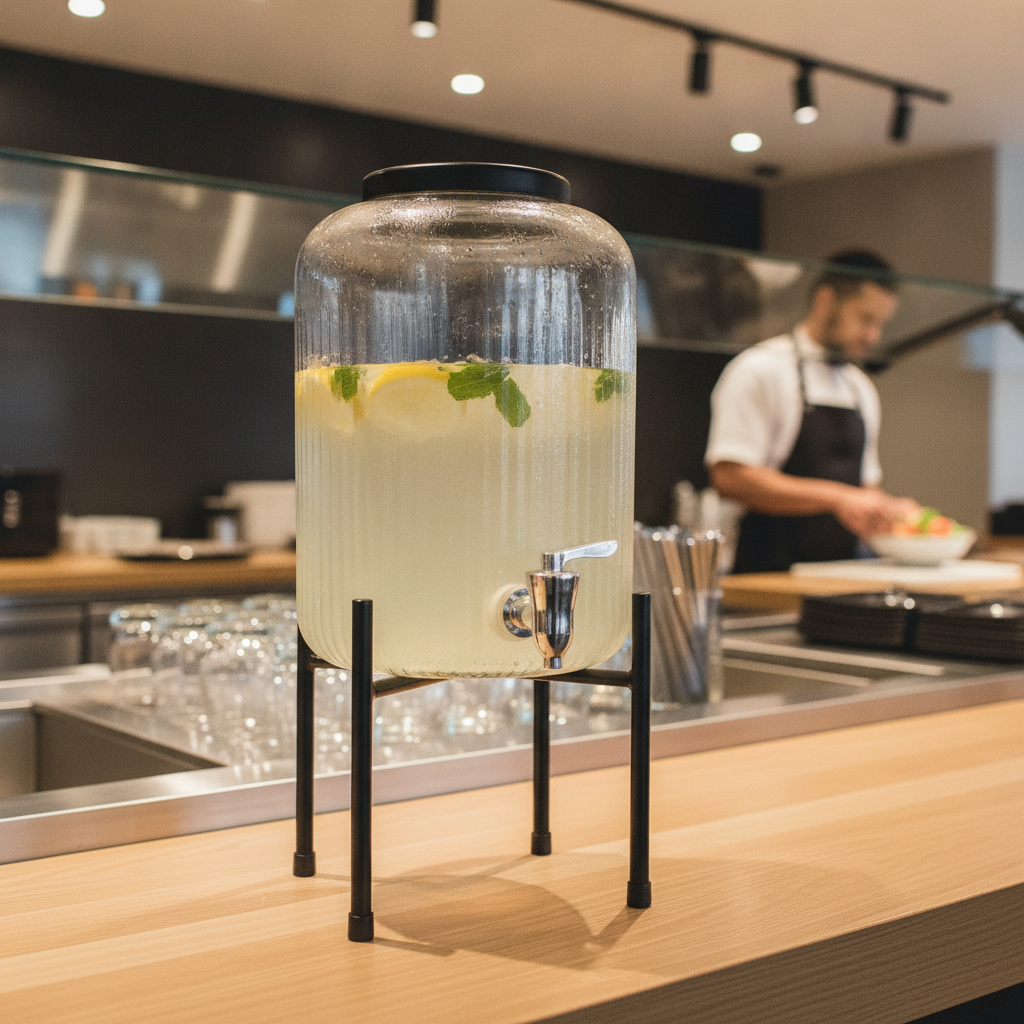 Steel and Glass Industrial Beverage Dispenser 7L for Self-Serve Stations