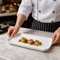 Deep Oblong Trays 320mm White China for Contemporary Dining (Pack of 6)