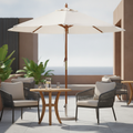 Wood and Polyester Round Parasol 3m for Outdoor Spaces