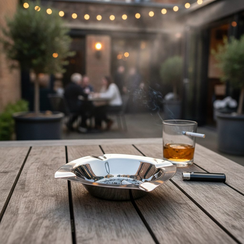 Stainless Steel Ashtray 121x121mm for Pub Gardens