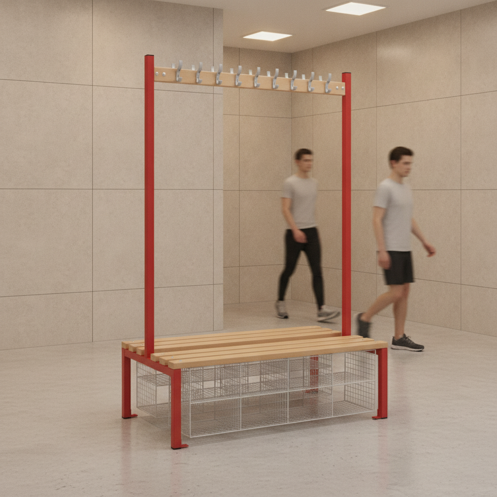 Powder Coated Steel Double-Sided Island Seating for Changing Rooms