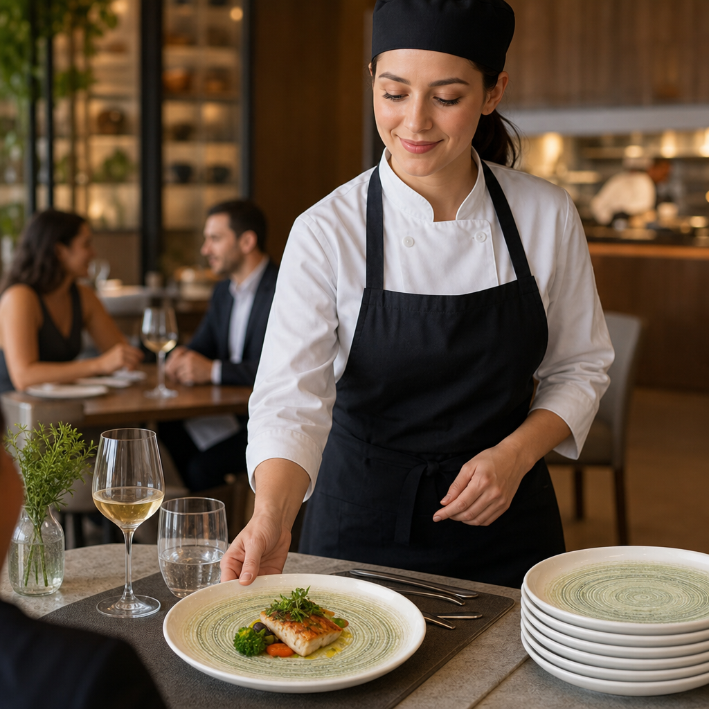 Walled Plates 255mm Vitrified Ceramic for Restaurants (Pack of 6)