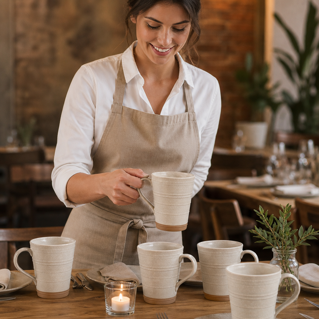 Mugs 340ml Stoneware for Creative Tabletop Displays (Pack of 6)