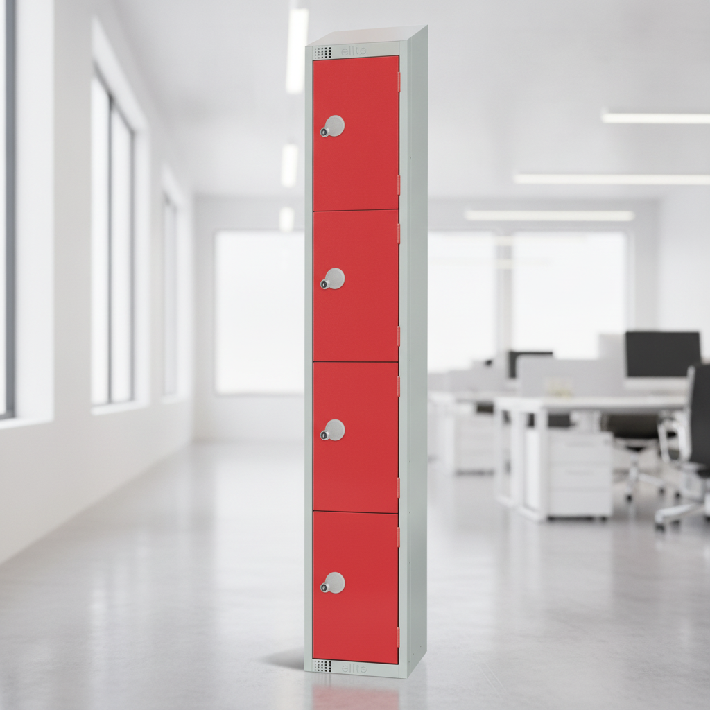 Powder Coated Steel Red Lockers 300mm Deep for Personal Storage