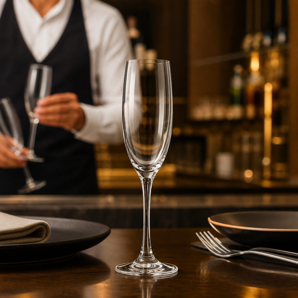Lead-Free Crystal Glass Champagne Flutes 190ml for Bars & Restaurants (Pack of 24)