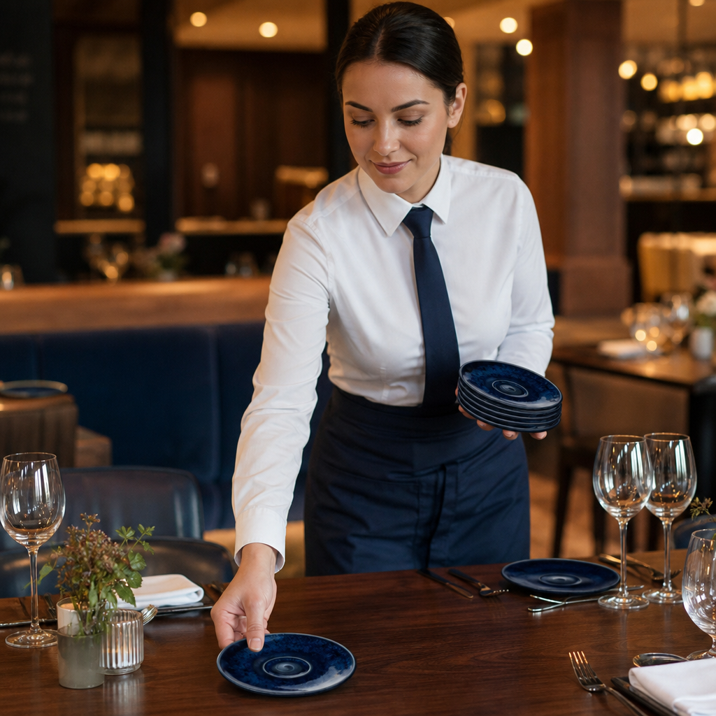 Alumina Saucers 125mm Blue Vitrified Ceramic for All Courses (Pack of 12)