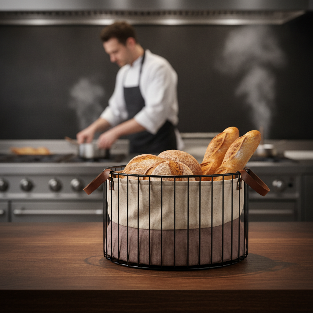 Metal Black Bread Basket 275mm for Stylish Kitchen Displays