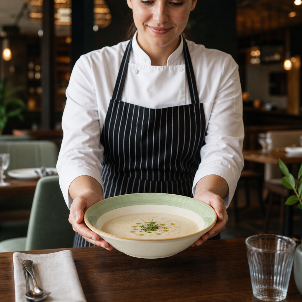 Porcelain Green Soup Plates 215mm for Dining Needs - Pack of 24