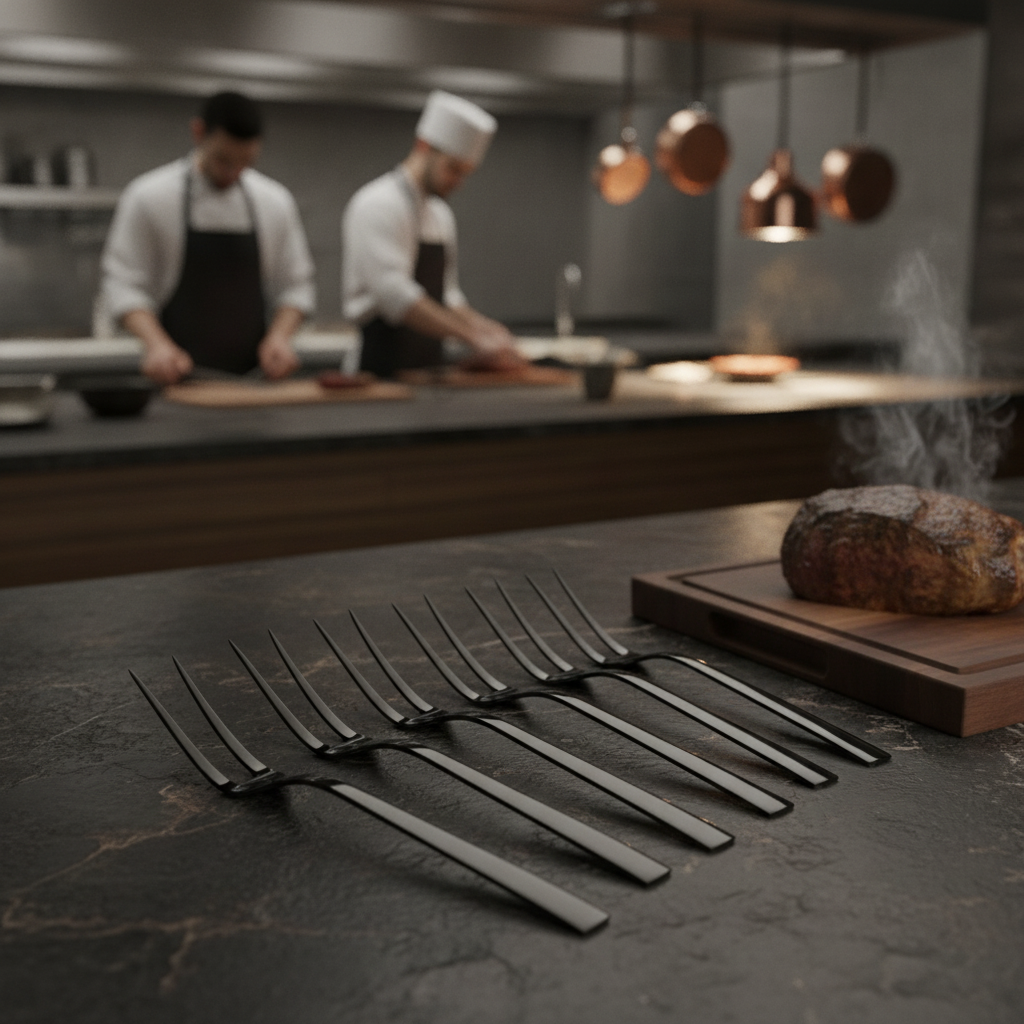 18/10 Stainless Steel Meat Serving Forks for Catering (Pack of 6)