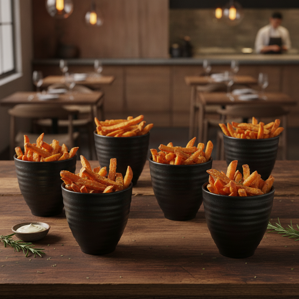 Stoneware Chip Pot 310ml for Serving Sides (Pack of 6)