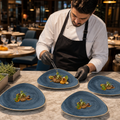 Triangular Plates 229mm Blue Vitrified Ceramic for Food Presentation (Pack of 12)