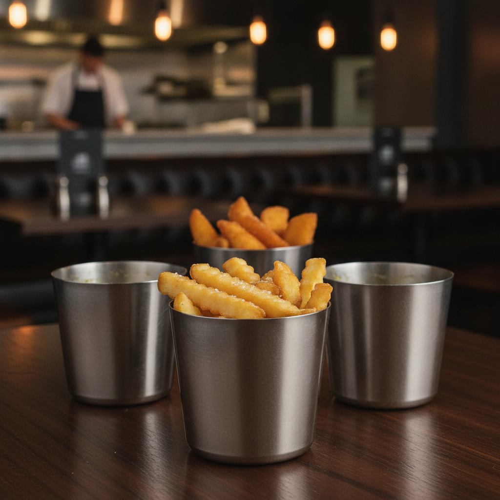 Stainless Steel Chip Cup 400ml for Gastro Pubs & Cafés