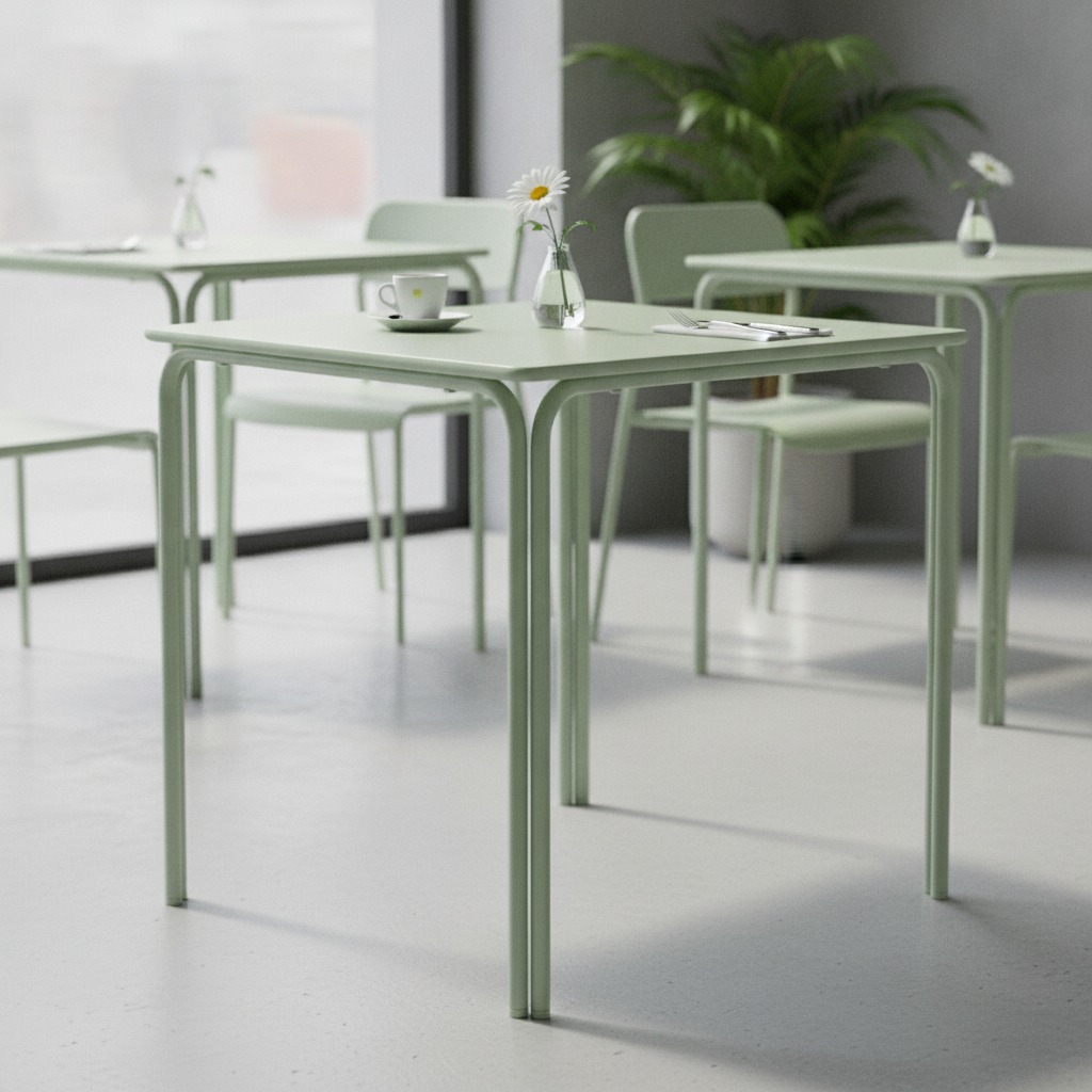 Powder-Coated Steel Square Table 700mm for Restaurants & Cafés