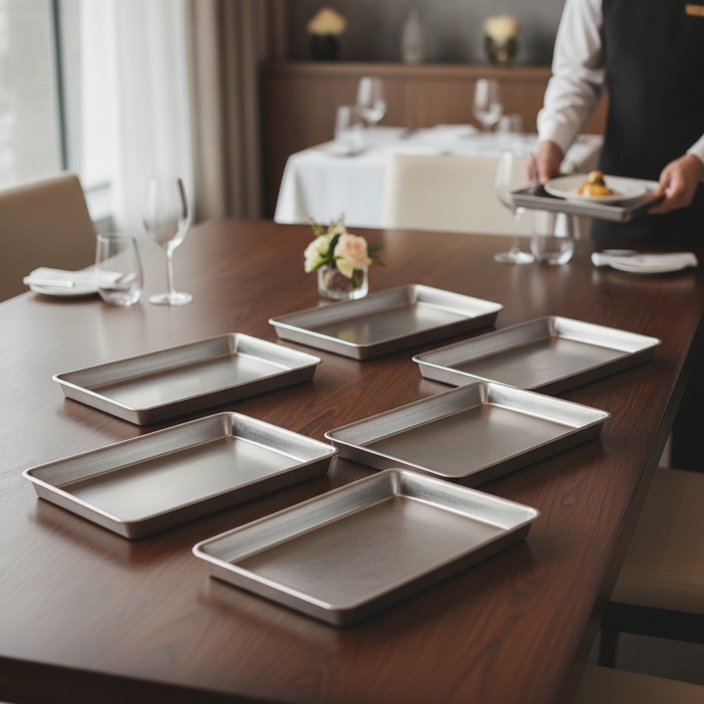 Stainless Steel Vintage Trays 330x230mm for Dining Experience (Pack of 6)