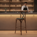 Rubber Wood Bar Chair with Padded Seat 1180mm for Stylish Seating