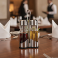 Stainless Steel Cruet Set with Glass 115x54mm for Elegant Table Settings