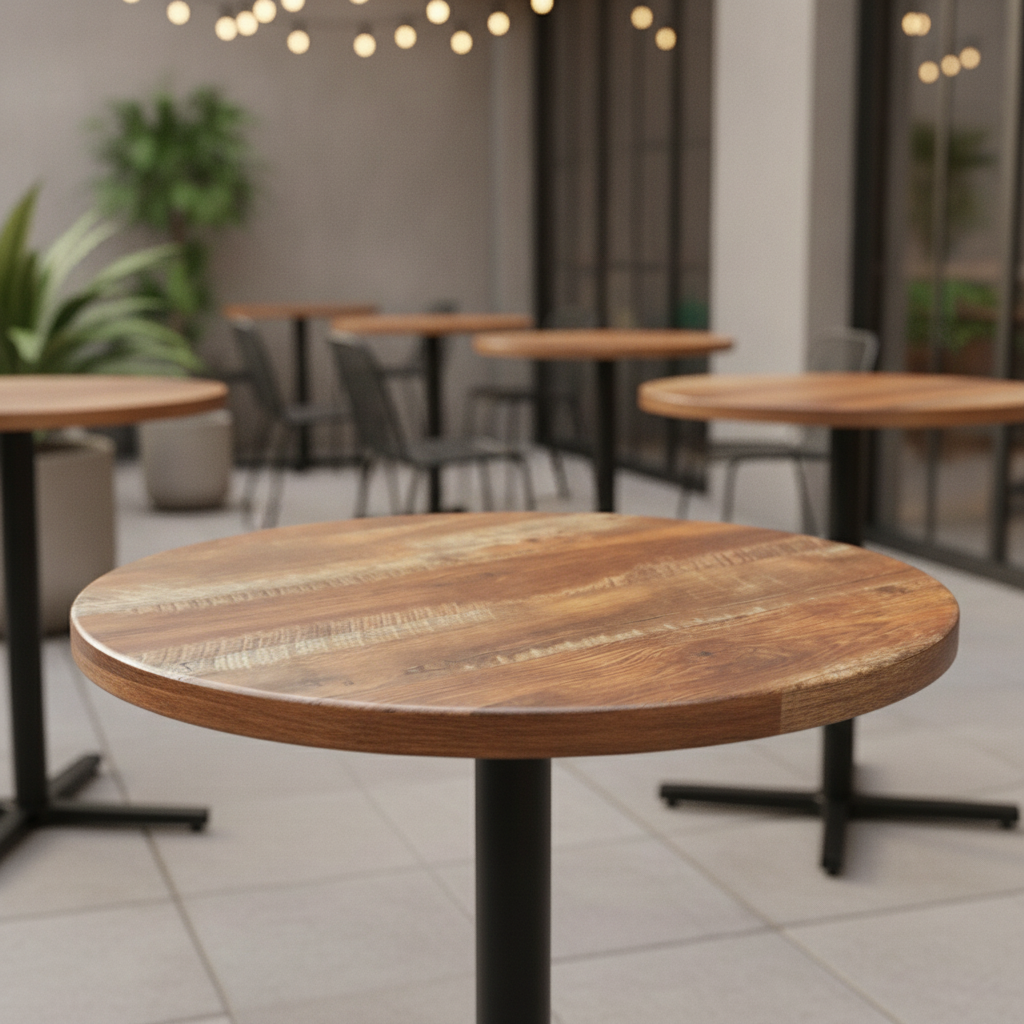 Planked Oak Round Table Top 600mm for Indoor & Outdoor Dining
