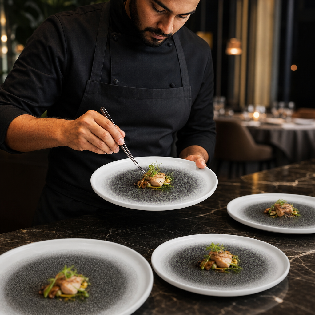 Walled Plates 260mm Black Vitrified Porcelain for Elegant Dining (Pack of 6)
