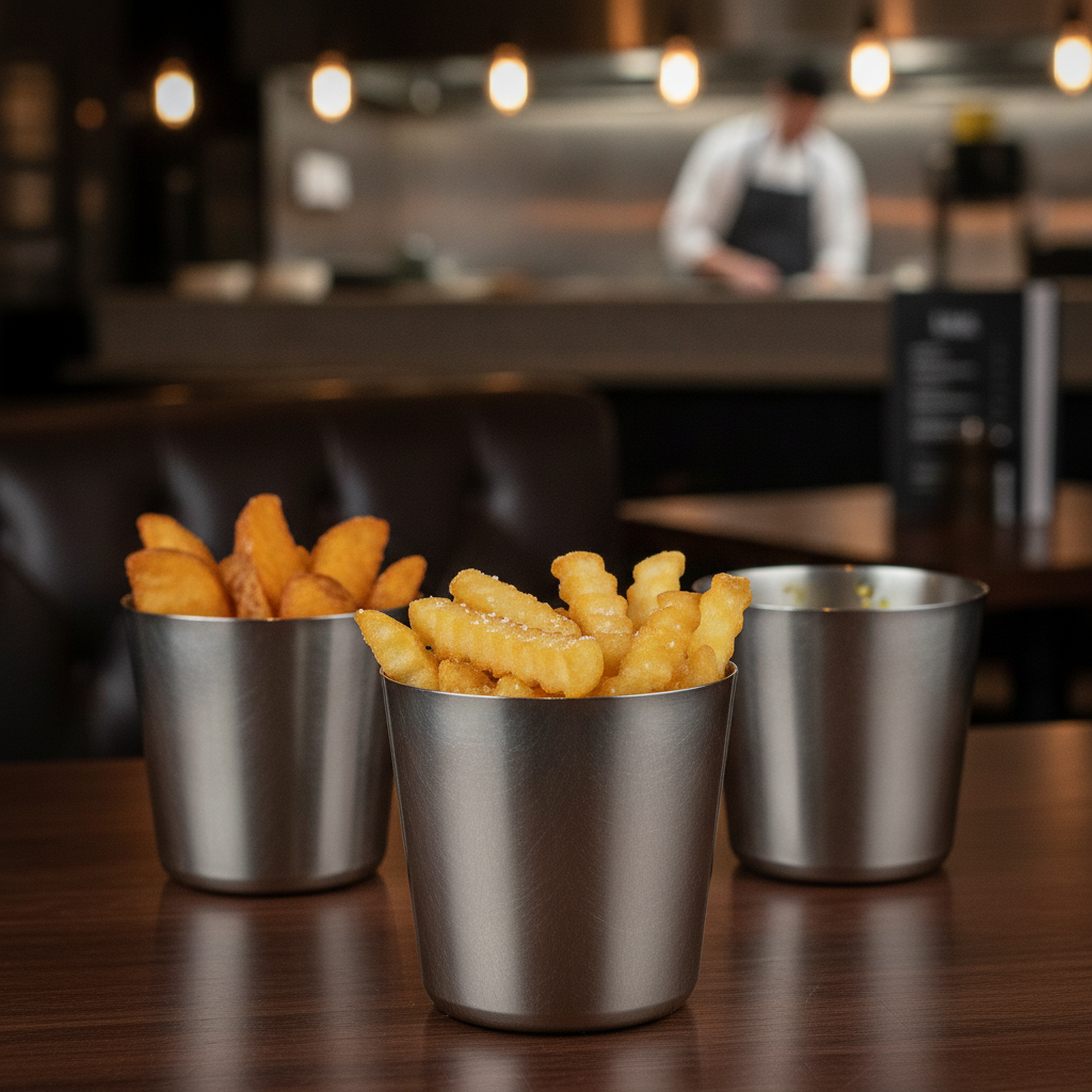 Stainless Steel Chip Cup 400ml for Gastro Pubs & Cafés