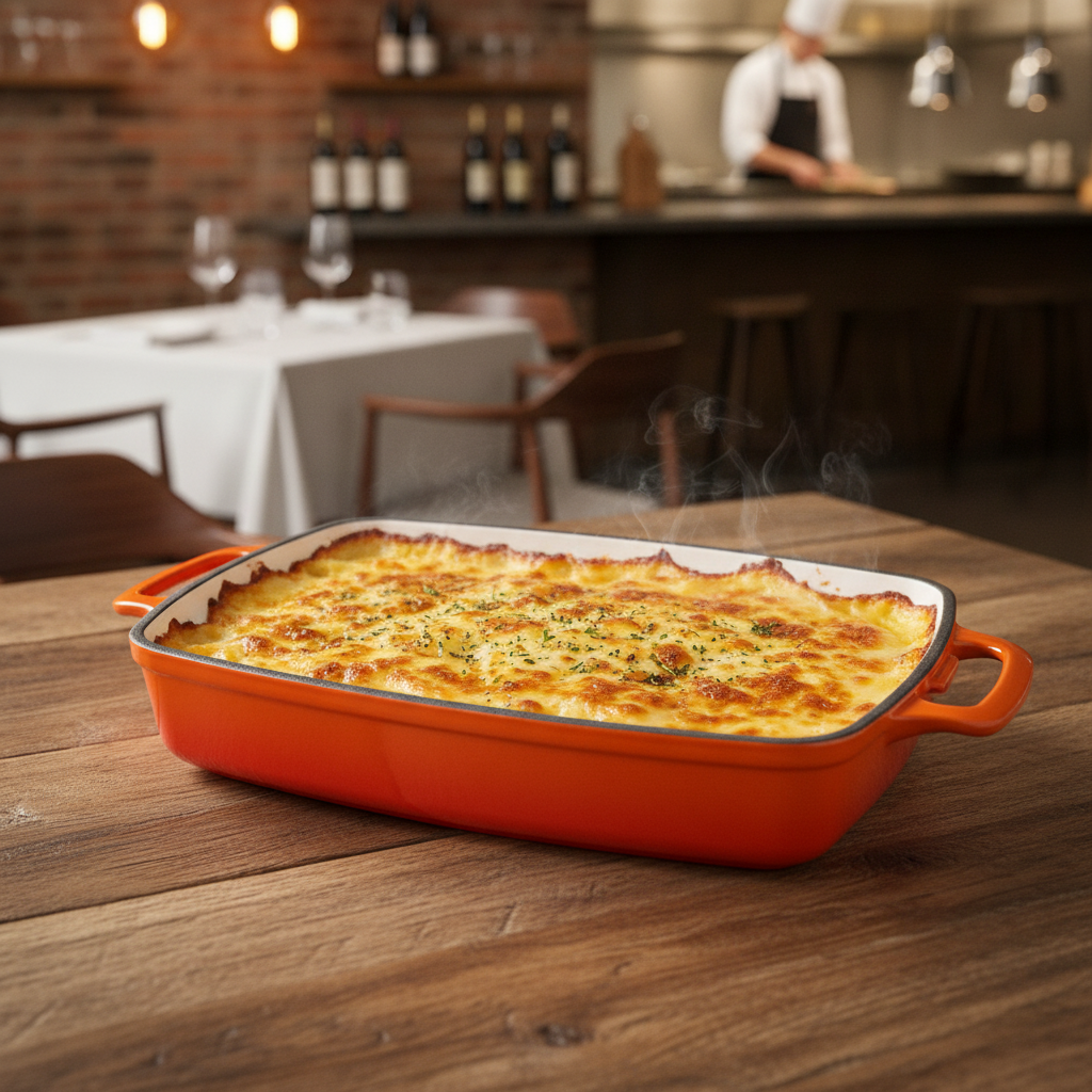 Cast Iron Rectangular Gratin Dish 2.8L for Oven to Table Use
