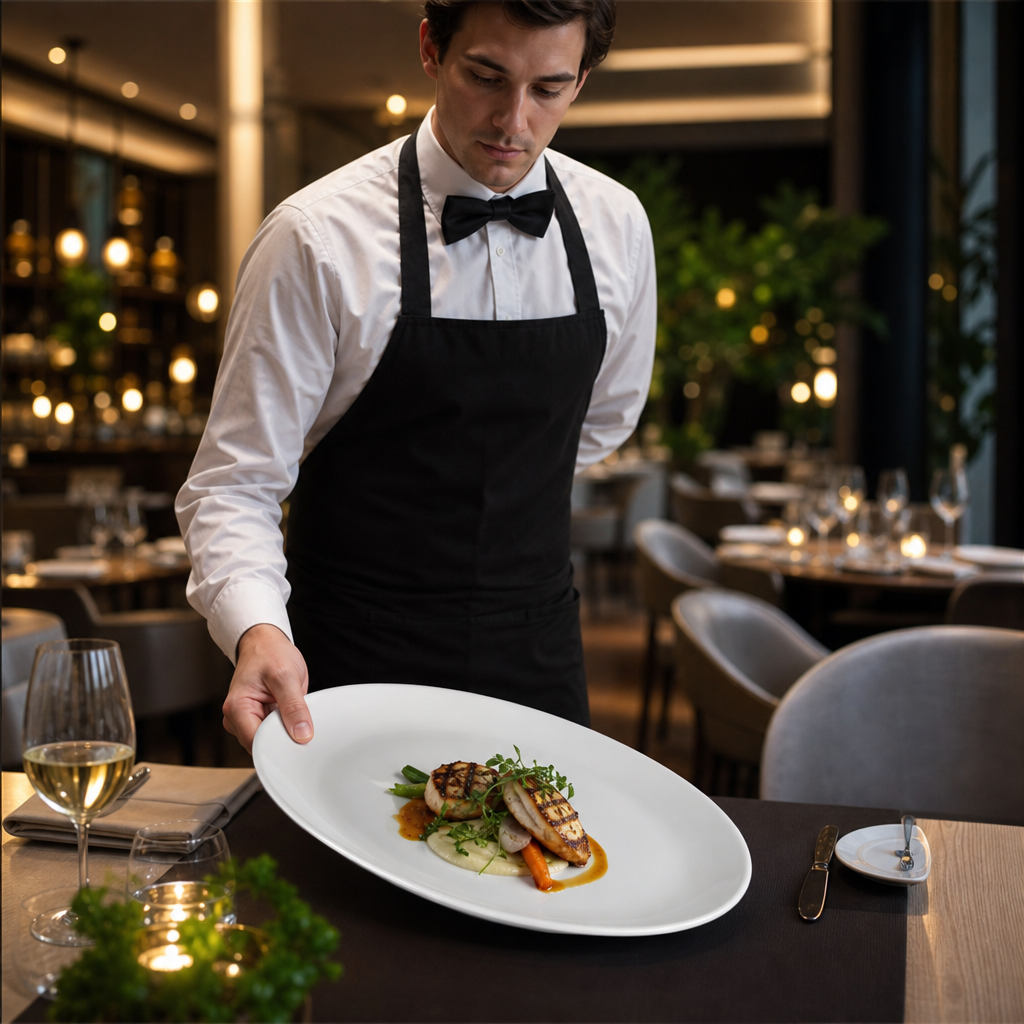 French Deep Oval Plate 500mm Porcelain for Hotels & Restaurants