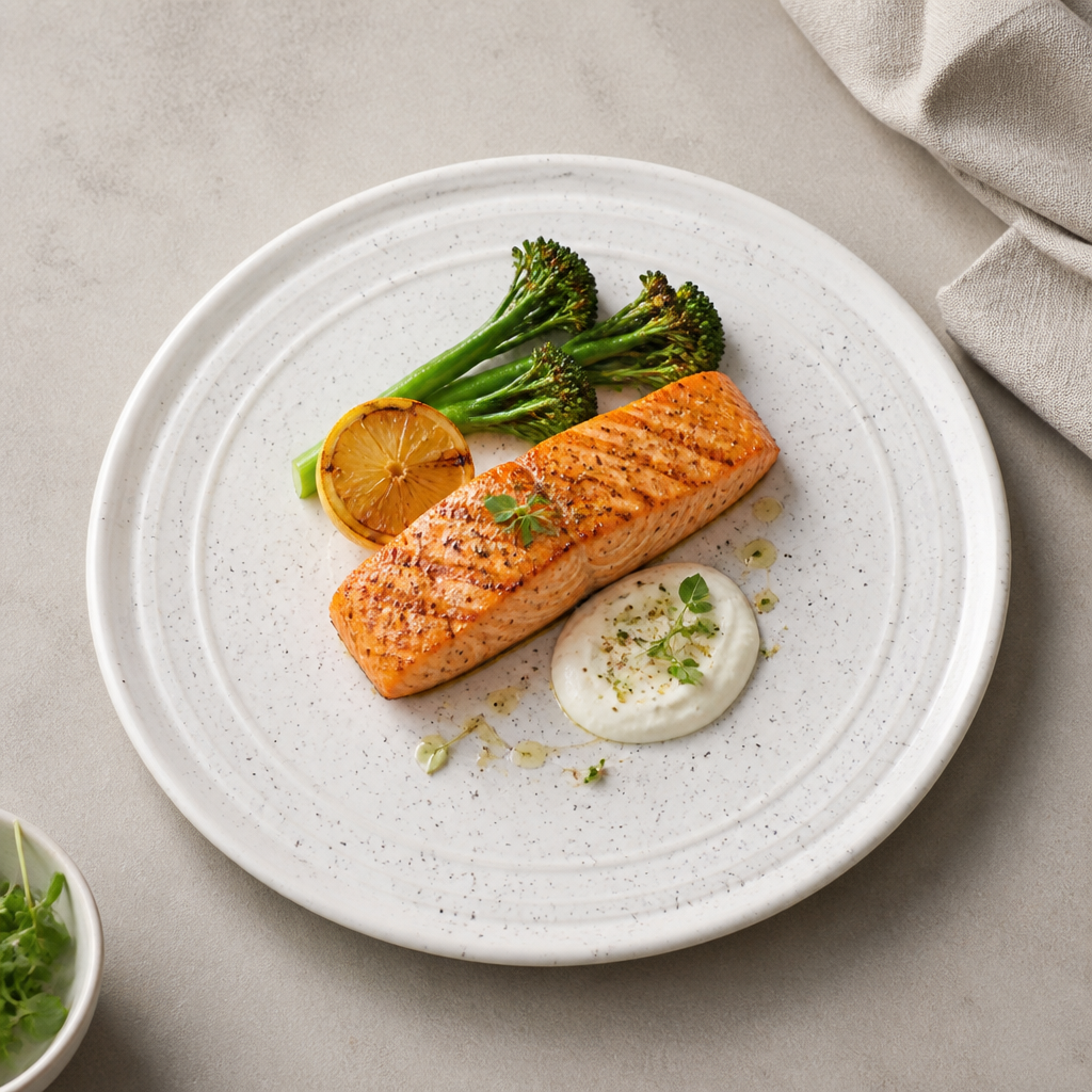 Porcelain Flat Round Plates with White Speckle 220mm for Restaurants